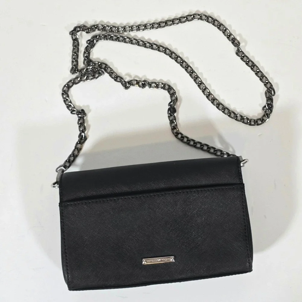 Rebecca Minkoff‎ Black Jill Saffiano Leather Crossbody Bag Gunmetal Chain Tassel